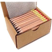 Half Pencils with Eraser - Golf, Pew, Short, Mini - Hexagon, Sharpened, Non Toxic, #2 Pencil, Color - Natural, Box of 48 Golf Pocket Pencils TM