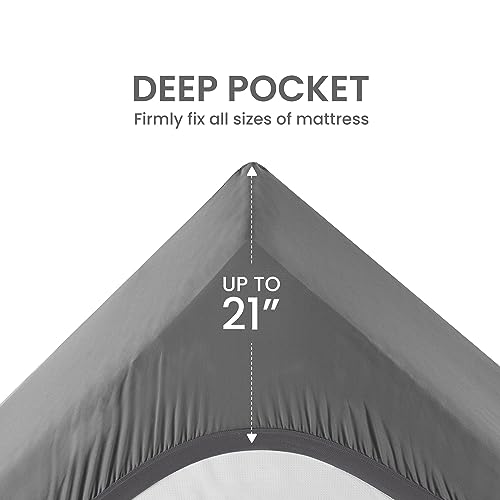 SLEEP ZONE Extra Long Twin Cooling Mattress Topper for College Dorm, Premium Zoned Cool Mattress Pad Cover, Padded Mattress Protector Breathable Washable, Deep Pocket 8-21" (Grey, Twin XL)