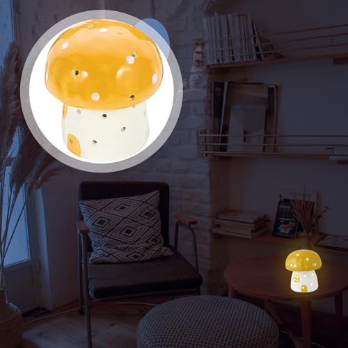 Lámpara de Mesa de Noche Cerámica Amarilla Pequeña miniatura 6