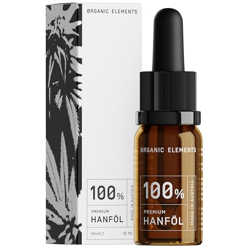 ORGANIC ELEMENTS Premium Hanföl – hochdosierte Hanftropfen – 200 mg pro Tagesdosis – schonend kaltgepresstes Hanfsamenöl mit hohem Omega 3, 6 & 9 Gehalt aus der Steiermark – 10 ml