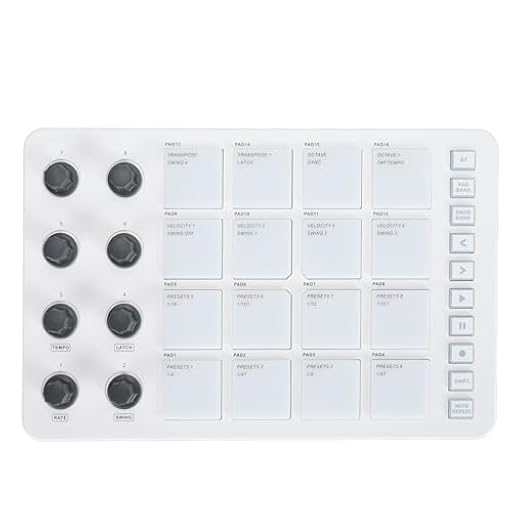 WALFRONT Controlador MIDI sin Cables Pad Portátil con 16 Pads de Batería RGB 8 Perillas Giratorias, Consola de Mezcla, Teclado de Pie M-wave, para Windows, para OS X, para IOS, para Android | Ya disponible en tu tienda friki favorita! En mundofriki.es!