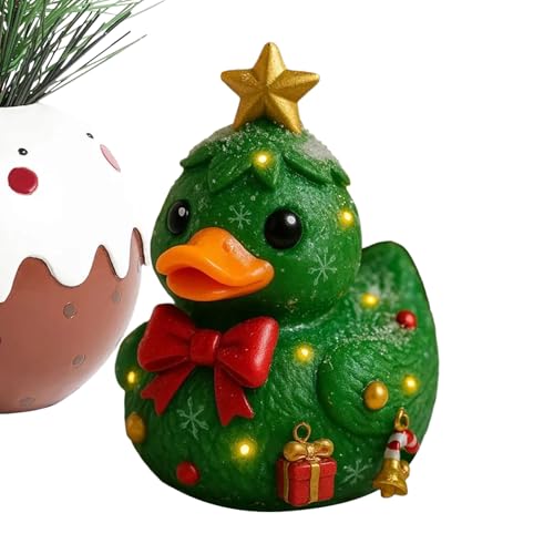季節のゴム製アヒル | ジンジャーブレッドクリスマス樹脂アヒル | かわいいキャンディケーンと木の質感 デスクトップ装飾 子供部屋 暖炉 パーティー ベッドサイド 職場 カウンター 車 インテリア 保育園