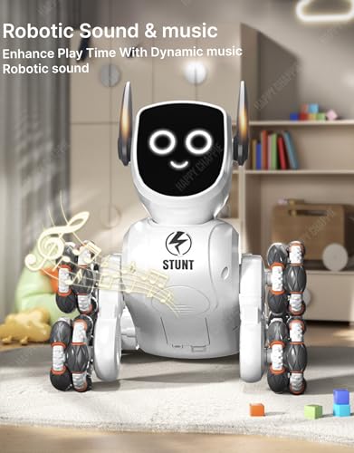 Image of Remote Control Stunt Robot Dog Toy for Kids 8 W /D RC Car | 360 Rotation, LED Eyes, Music & Dance | Rechargeable Smart Robot Pet Toy for Boys & Girls