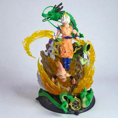 Image of Mayatra's Anime Style Dragon Warrior Collectible Figure Statue with Dragon & Energy Effect - Display Model - PVC Action Figure