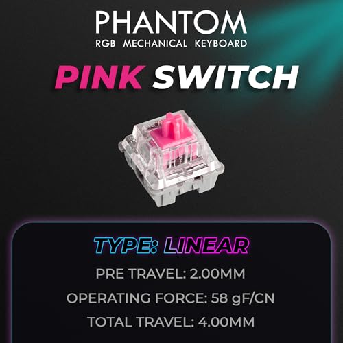 Image of TECWARE Phantom+ 87 Key RGB Mechanical Gaming Keyboard | TKL 80% Keyboard, Thocky Sound, Double Shot ABS Keycaps, Hot-Swappable, Detachable USB-C Wired RGB Keyboard | Wraith Pink Switch - Black