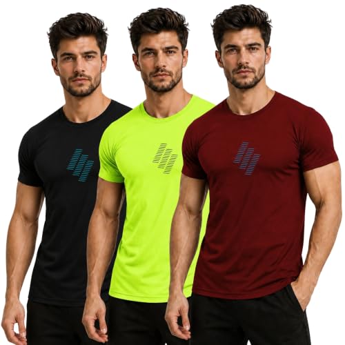 Image of 3Colors Men's Active Polyester T-Shirt | Quick Dry Gym Workout Tee | Stretch Sports Round Neck Running T-Shirt-STEPUP LINE
