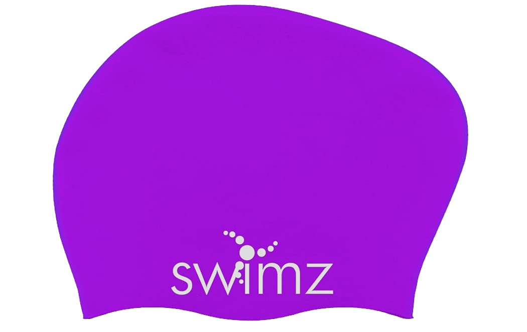Swimz Long Hair Silicone swim cap - 100% soft Silicone Swim Cap for long Hair (Purple) — image 1