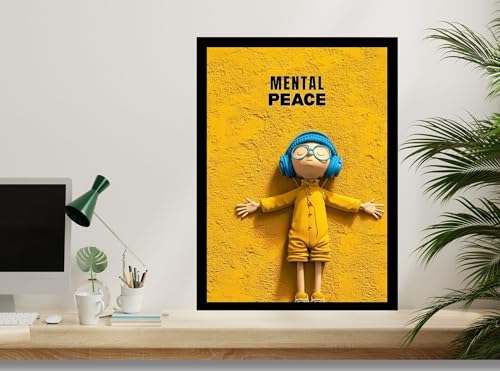 Image of MIRA MEST Mental Health Wall Decor - inchMental Peace inch Motivational Poster Frame | Aesthetic Modern Wall Art for Bedroom, Living Room, Office & Study Room
