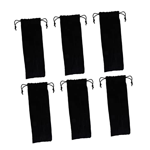 KICHOUSE 6pc Flannel Pouch Bag Stainless Steel Straw Storage Case for Lunch Box Silverware Portable Straw Carrying Case Reusable Straw Set Case