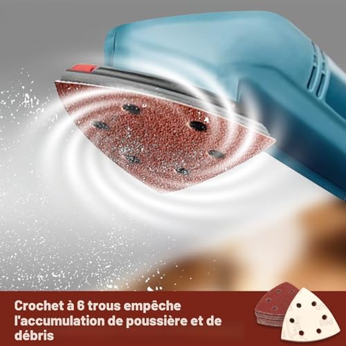 STEBRUAM Triangl Poncag, Triangle de Poncage 50 Triangles Abrasifs Autoagrippants 6 trous grain 40 Lot de papier a poncer triangle abrasif triangulaire pour ponceuse triangle – vue 3