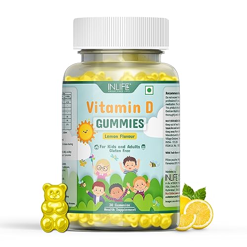 INLIFE Vitamin D Gummies for Kids Men Women Adults, Daily Supplement for Bone & Muscle Health, Immunity Booster, Gluten Free, Vegan, 400 IU, 30 Gummies (Pack of 1, 30) INLIFE Vitamin D Gummies for Kids Men Women Adults, Daily Supplement for Bone & Muscle Health, Immunity Booster, Gluten Free, Vegan, 400 IU, 30 Gummies (Pack of 1, 30)
