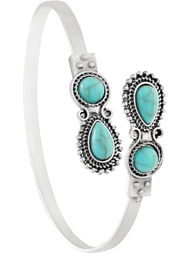 MINACHI Created Turquoise Bangle For Women - Pear Shape Silver-Overlay Cuff Bangle Jewelry