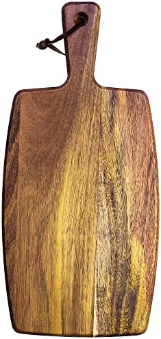 Totally Bamboo Rock & Branch Acacia Wood Serving Paddle, Wood Cutting Board with Handle for Kitchen and Charcuterie Boards