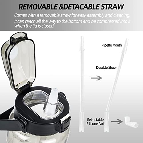 Kalawa Half Gallon Water Bottle With Sleeve & Straw & Time Marker- 64 Oz Motivational Water Bottle To Drink Leakproof Sports Water Jug Reusable Neoprene To Keep Women Men Drink Enough Water Daily #TOP6