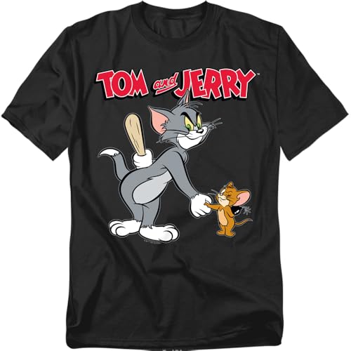 Popfunk Tom and Jerry Prepared Unisex Adult T Shirt, Black, Large