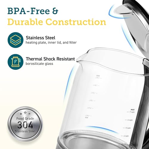 COSORI Electric Kettle Temperature Control with 6 Presets, 60min Keep Warm 1.7L Electric Tea Kettle & Hot Water Boiler, 304 Stainless Steel Filter, Auto-Off & Boil-Dry Protection, BPA Free, Black