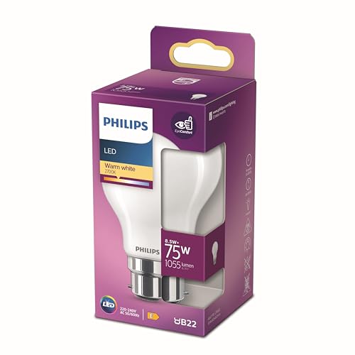 Philips ampoule LED Equivalent 75W B22 Blanc chaud non dimmable, verre
