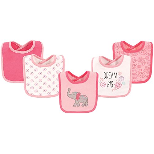 Image of Hudson Baby Unisex Baby Cotton Bibs, Elephant, One Size