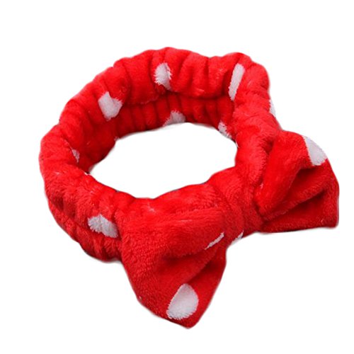 Qingsun Make-up Face Wash Shower Headband,Soft Coral Velvet Style Bow-knot Hair Wrap for Women Girl