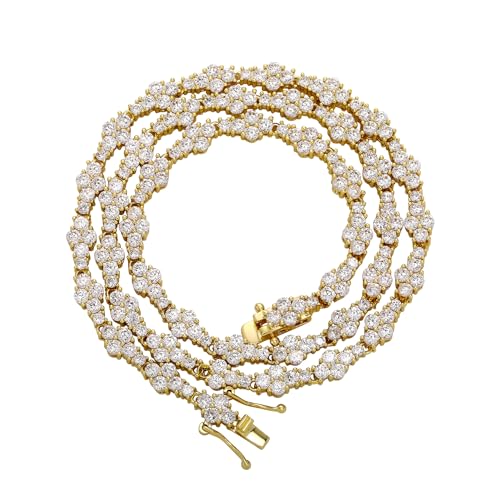 TOPGRILLZ Tennis Necklace for Women Choker Chain Necklace 14K Gold Plated 5mm Dainty Diamond Tennis Chain 16-24 Inches Gold Jewelry