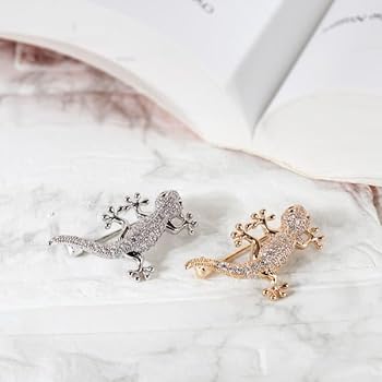 Amazon | Merucy トカゲ ブローチ 宝石 クリスタル 爬虫類