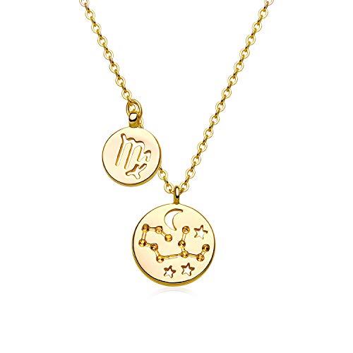 Gold Necklace for Women 18K Gold Plated Astrology Zodiac Necklace 12 Constellation Necklace Birthday Gift for Women