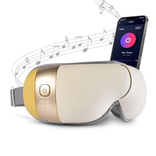 HubiCare Masajeador de ojos con calor, masajeador de vibración con música para migrañas, relaja y...