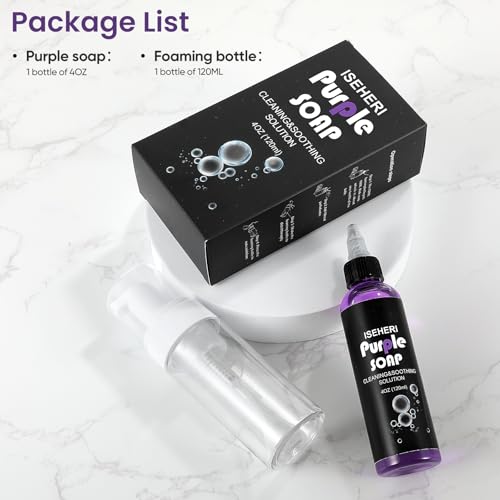iseheri Ultra Concentrated Purple Soap Tattoo 4OZ with Foaming Bottle 120ml, Tattoo Supplies for Tattoos Piercings, Clean Skin Equipment