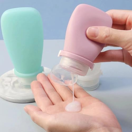 Kit 4 Frascos Silicone Reutilizáveis Recipientes Flexíveis Shampoo Condicionador Creme Loção Corpora