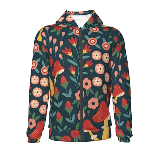 Berries and Flowers Kid Hoodies Boys Zip Up Sweatshirts Girls Pullover with Pocket2