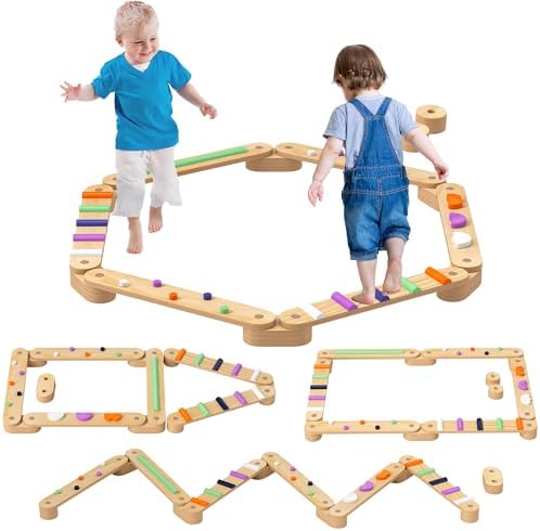 AIYAPLAY Juego de Viga de Equilibrio de Madera para Niños de +3 A...