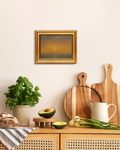 Image of VIYYIEA Vintage Gold Framed Wall Art for Living Room, Landscape Canvas Prints Home Decor, Oil Painting Picture, Bedroom Wall Decor Gifts for Friends or Family -【Afterglow】-(10L x 8W)