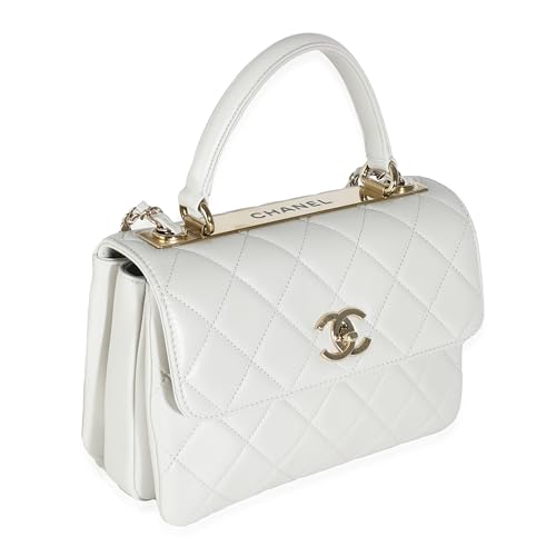 Pre-Loved Grey Quilted Lambskin Small Trendy CC Top Handle Flap Bag, Gray2