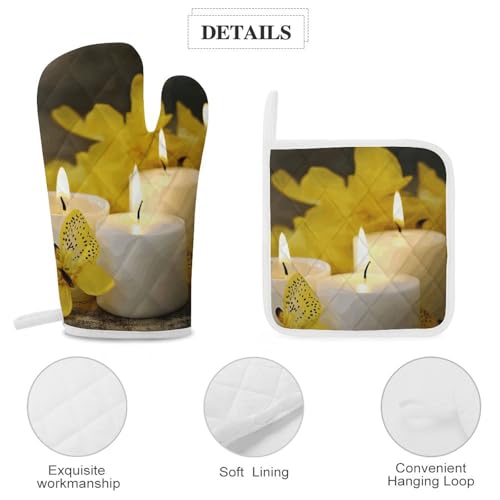 Gants de cuisine papillon jaune isolants pour manipuler vos plats chauds - 5