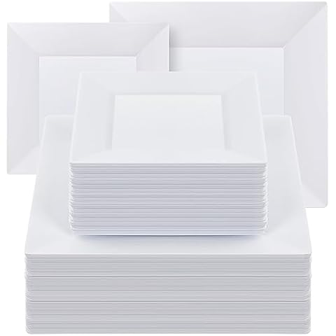 Goodluck 100 Pack Disposable Square Plastic Plates Cover