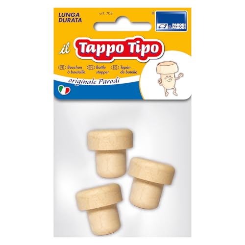 PARODI & PARODI - Tappi Bottiglie Vino e Vetro Forma Tipo, Tappo in Set 3 Pezzi in Polietilene per Contatto Alimentare, Tappo Bottiglia Vino, Birra, Olio, Aceto, Accessori Cucina Salva Freschezza