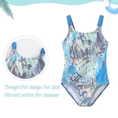 Image of Girls One Piece Swimsuits Tie Dye Bathing Suit Hawaiian Summer Swimwear for Girls 3-16 Years