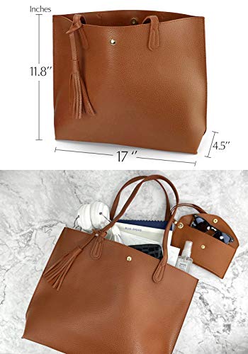 Image of Minimalist Clean Cut Pebbled Faux Leather Tote Womens Shoulder Handbag