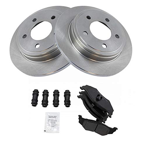 Image of TRQ Rear Brake Pad & Rotor Set Semi Metallic Solid Rotors | For 1999-2004 Chrysler 300M 1995-2004 Concorde 1995-2001 LHS 1995-2004 Dodge Intrepid 1995-1997 Eagle Vision