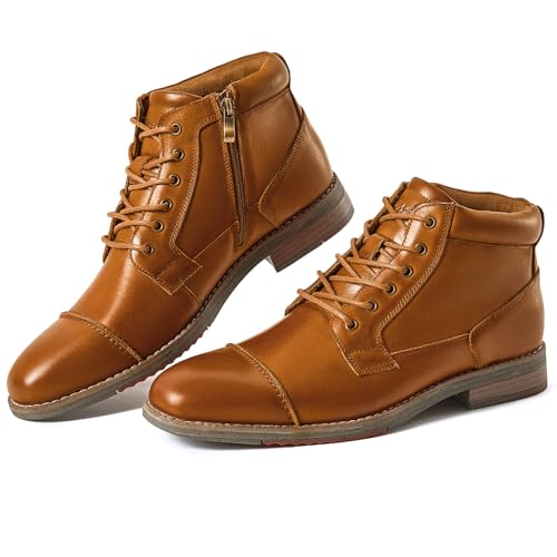 Image of Arkbird Men's Dress Boots Genuine Leather Cap Toe Ankle Boot with Side Zipper for Casual Business Formal Wear