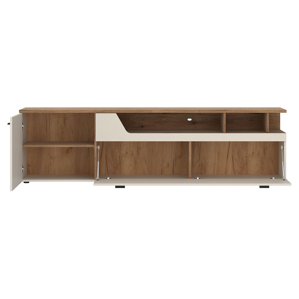 Lomadox Wohnzimmer-Set Wohnmöbel Wohnwand in Kaschmir & Eiche mit Wandboard & Lowboard, 2-teilig