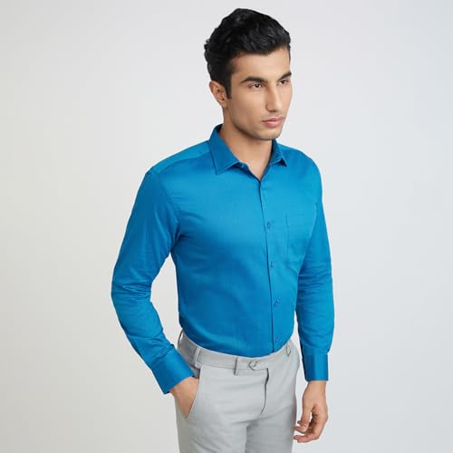 Image of Park Avenue Men Pure Cotton Slim Fit Structure Pattern Semi Cutaway Collar Formal Shirt