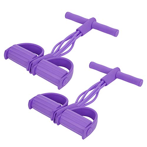 Fitness Equipment Sit Up Training Rope 4 Tube Elastic Pull Rope Sit Up Training Pedal Band Yoga Stretching Fitness Equipment (Purple)