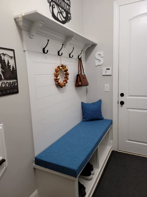 Ginsimar Custom Size Cushion for Bench, Shoe Bench Cushion, Settee Cushion, Window Seat Cushions Indoor, Window Seat Cushion (Blue, Custom)