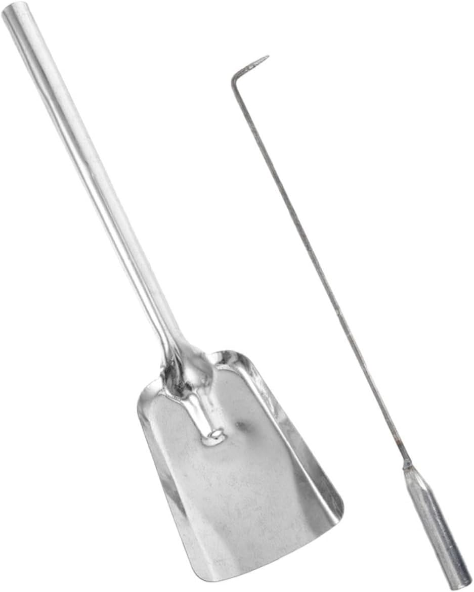 MERRYHAPY Chimney Shovel Fireplace Tool Ash Coal Shovel Pit Poker Stick Camping Tool