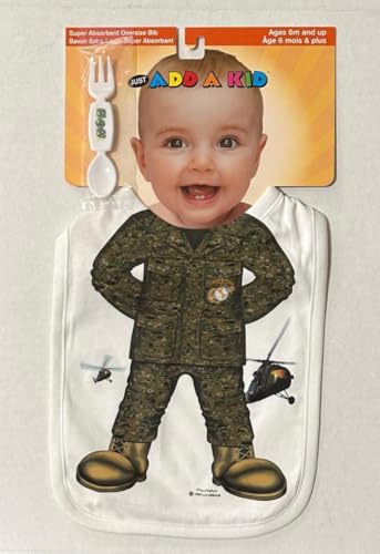 Just Add A Kid Marine Corps Super Absorbent Bib, Military Design, 6 Months and Up