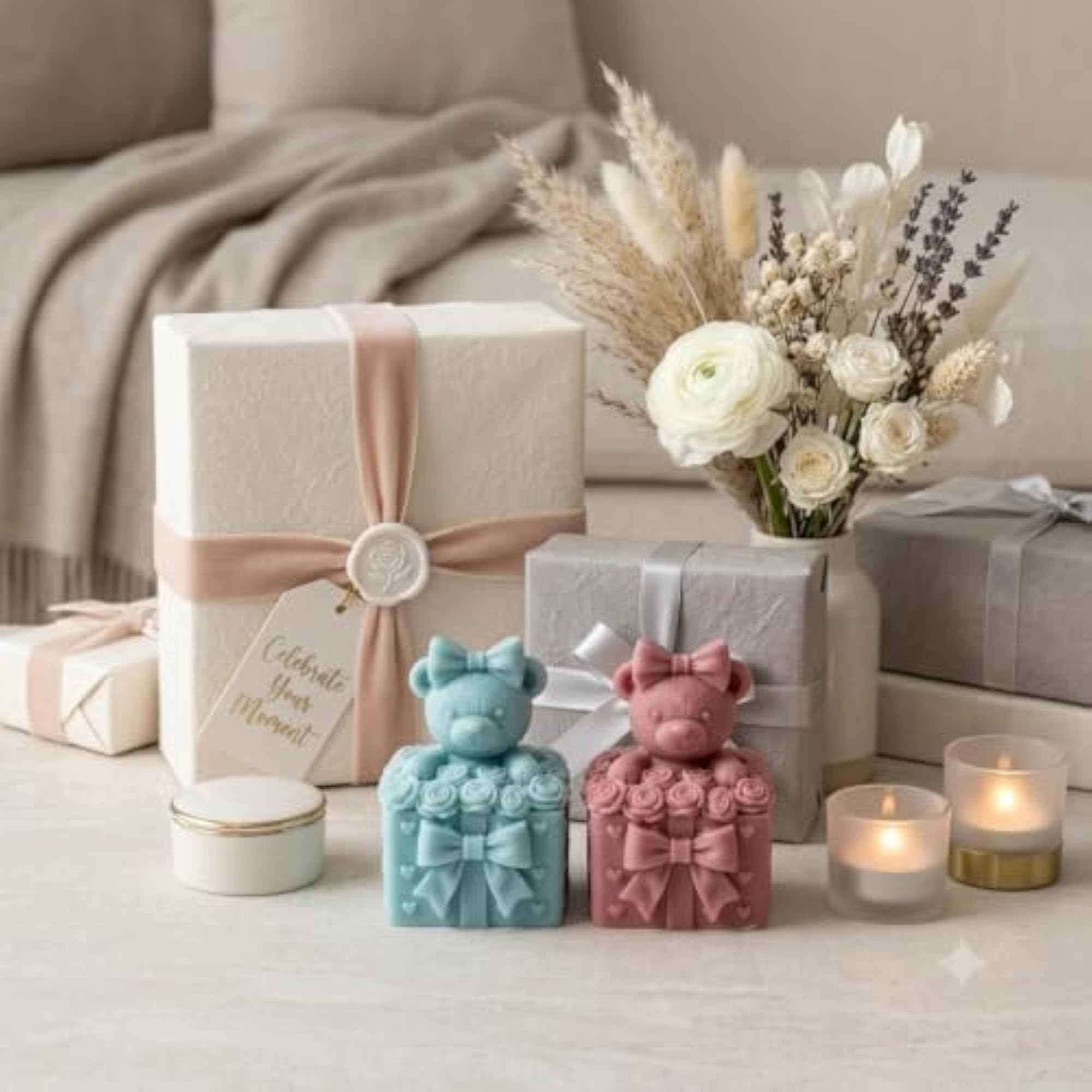 Teddy Bear Candle Silicone Mold for DIY Handmade Gifts