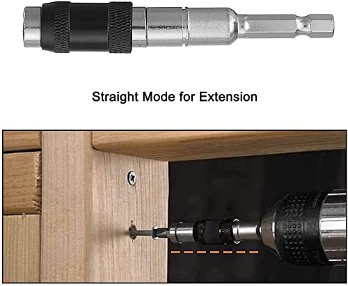Mesee 3Pcs Pivot Drill Bit Holder Tip Impact Pivoting Bit, 1/4" Quick Change Flexible Hex Magnetic Screwdriver Bit, Angle Extension Screwgun Locking Rotating Bendable Adjustable In 20 Degrees #TOP7