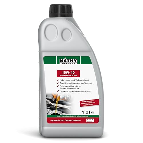 MATHY Motoröl 15W-40 Performance VX2 (1,0 l) - Mineralisches Motor-Öl für Diesel- und Benzin-Motoren, Turbo und Kat getestet - Universal einsetzbares Motorenöl für PKW und Nutzfahrzeuge MATHY Motoröl 15W-40 Performance VX2 (1,0 l) - Mineralisches Motor-Öl für Diesel- und Benzin-Motoren, Turbo und Kat getestet - Universal einsetzbares Motorenöl für PKW und Nutzfahrzeuge