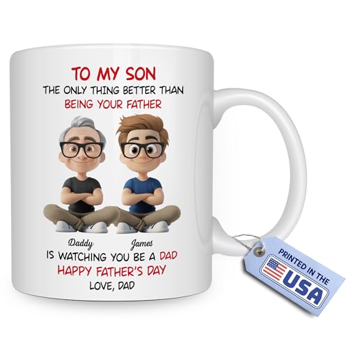 Taza personalizada para hijo con mensaje de papá miniatura 1